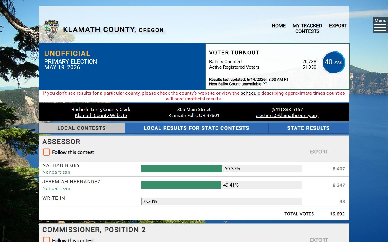 Klamath County Circuit Court Clerk records Oregon Secretary of State county clerk source