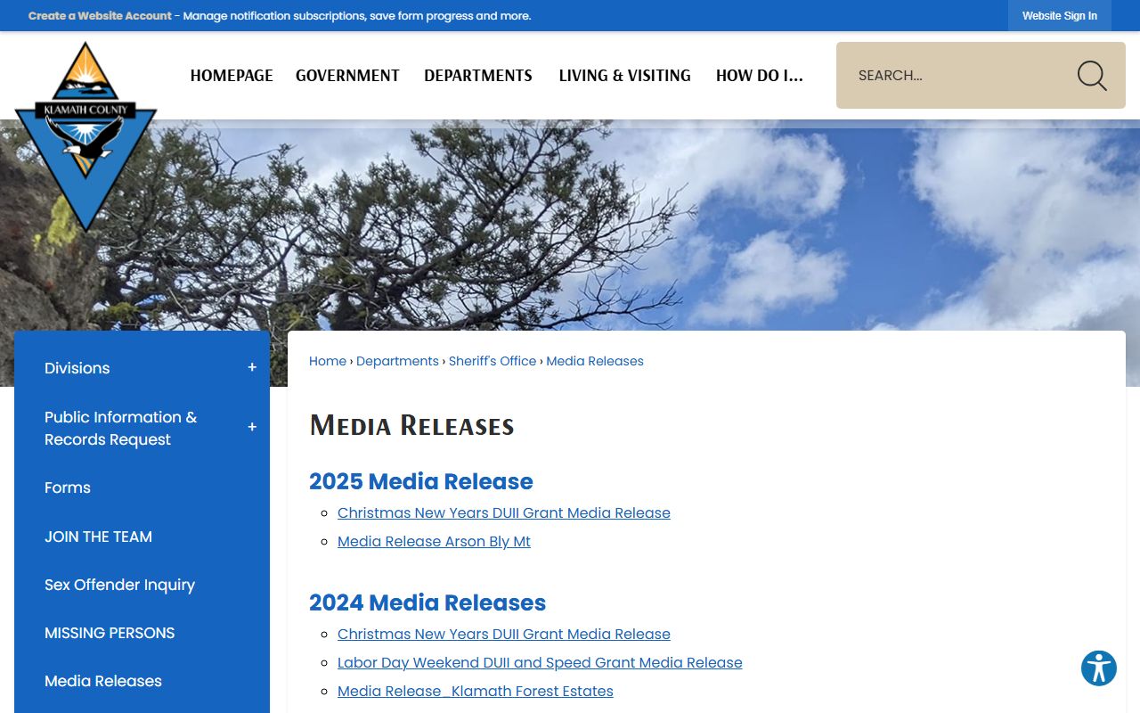 Klamath County arrest records Sheriff's media releases source