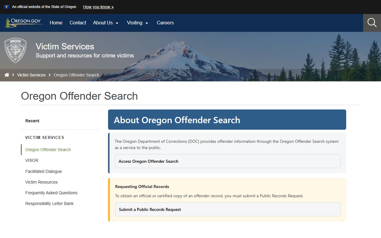 Klamath County court dockets Oregon DOC offender search context