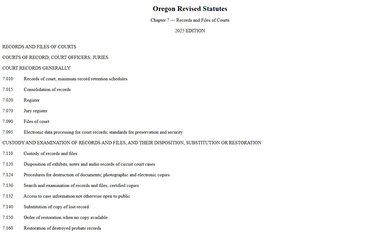 Klamath County court records Oregon court register statute