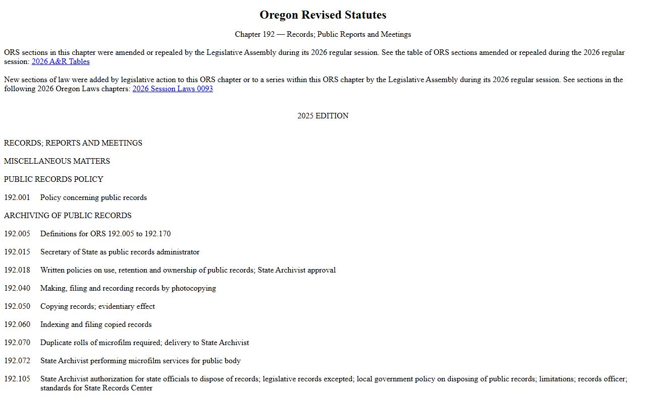 Klamath County court records Oregon public records statutes