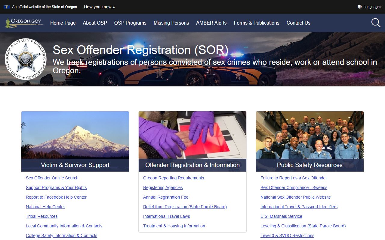 Klamath County court records Oregon State Police registration program