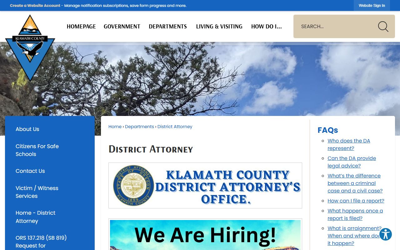 Klamath County criminal court records District Attorney source