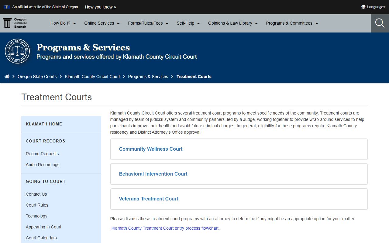 Klamath County Circuit Court treatment court programs