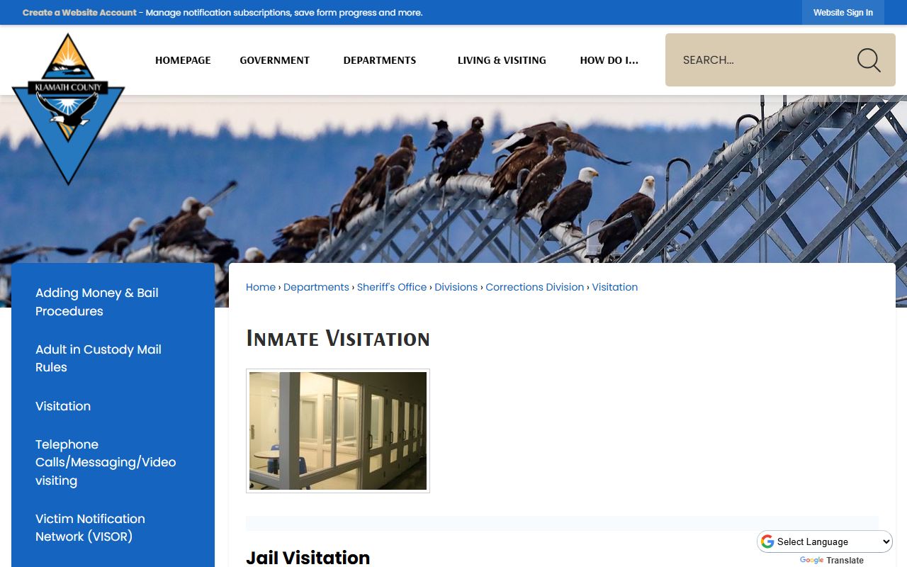 Klamath County inmate records jail visitation source