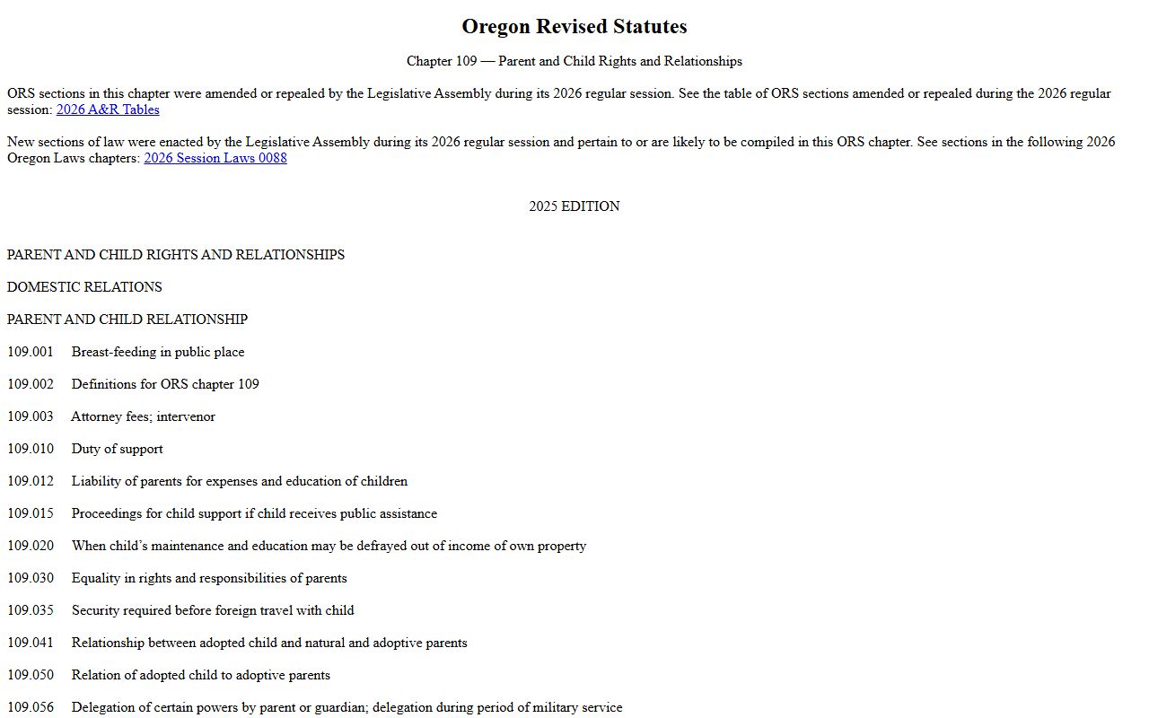 Klamath County divorce records Oregon domestic relations statute source