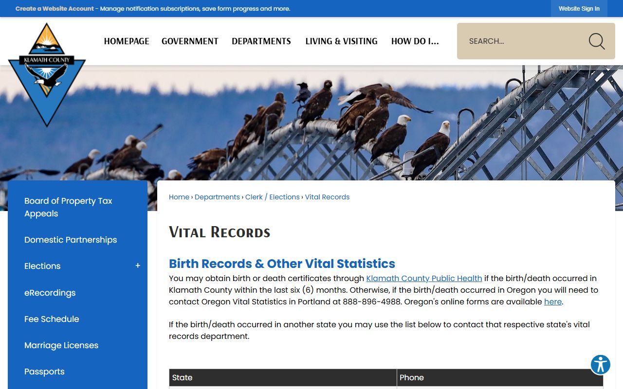 Klamath County marriage and divorce records vital records overview