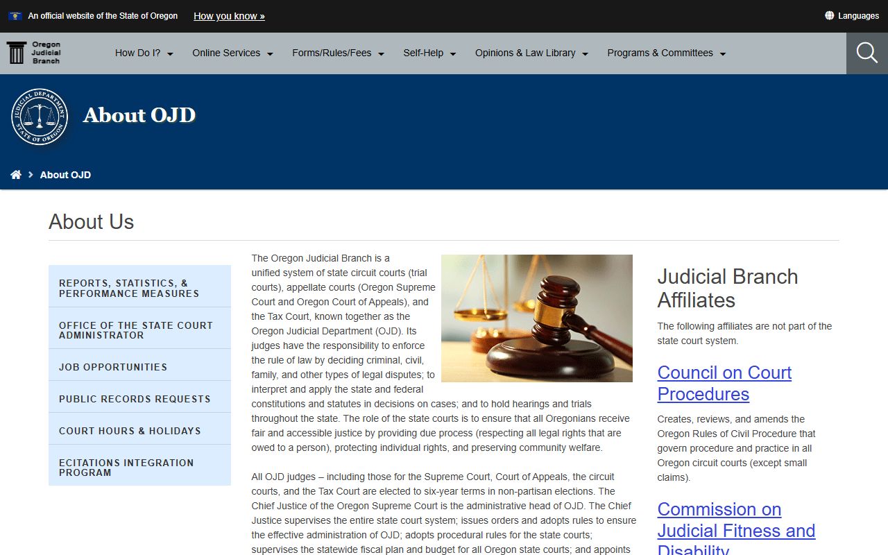 Klamath County Court Oregon Judicial Department structure