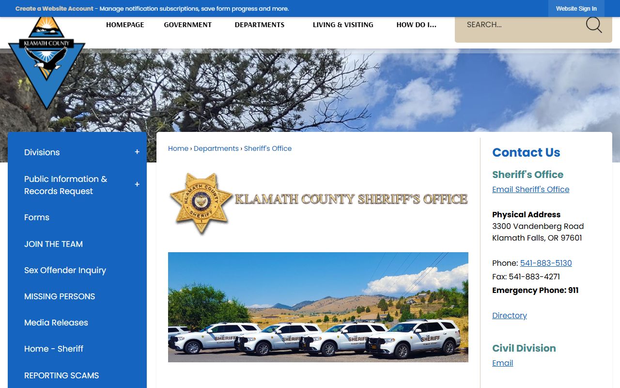 Klamath County warrant search Sheriff's Office source