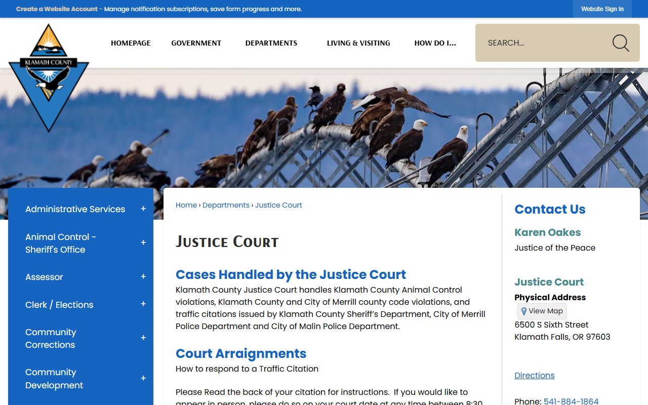 Klamath County warrant search Justice Court source